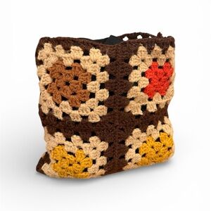 Handcrafted Granny Square Crochet Patterned Bag Pouch